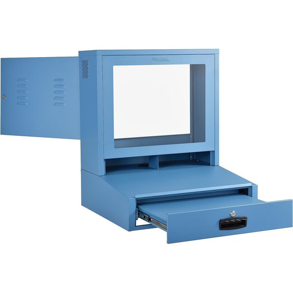 Global Industrial LCD Counter Top Security Computer Cabinet, Blue, 24-1/2W x 22-1/2D x 29-1/2H 239114BL